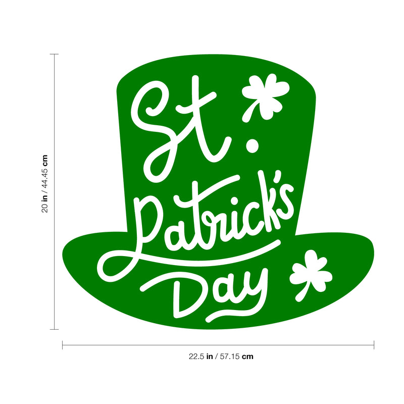 St Patrick’s Day Vinyl Wall Art Decal - St Patrick’s Day Hat Only - 20" x 22.5" - St Patty’s Holiday Modern Coffee Shop Home Living Room Bedroom Apartment Office Work Decor (20" x 22.5"; Green) Green 20" x 22.5"