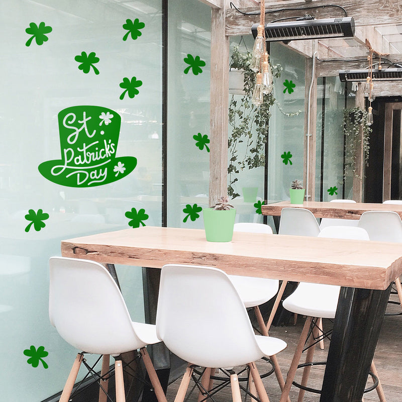 St Patrick’s Day Vinyl Wall Art Decal - St Patrick’s Day Hat Only - 20" x 22.5" - St Patty’s Holiday Modern Coffee Shop Home Living Room Bedroom Apartment Office Work Decor (20" x 22.5"; Green) Green 20" x 22.5" 2