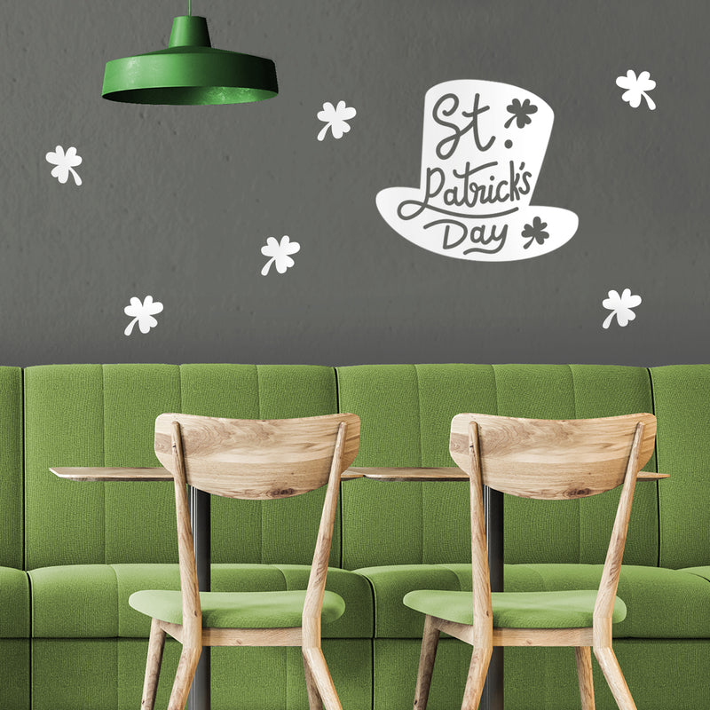 St Patrick’s Day Vinyl Wall Art Decal - St Patrick’s Day Hat Only - 20" x 22.5" - St Patty’s Holiday Modern Coffee Shop Home Living Room Bedroom Apartment Office Work Decor (20" x 22.5"; White) White 20" x 22.5" 2