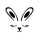 Easter Day Vinyl Wall Art Decal - Sleepy Bunny Face - Resurrection Sunday Pascha Holiday Modern Cute Home Living Room Bedroom Apartment Nursery Office Work Decor (20" x 23"; Black)   2