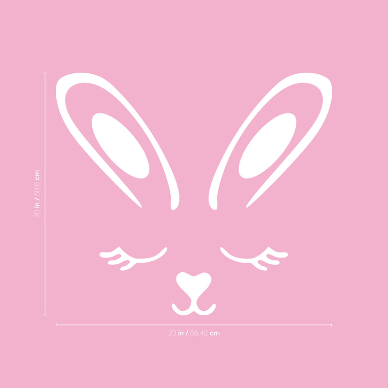 Easter Day Vinyl Wall Art Decal - Sleepy Bunny Face - 20" x 23" - Resurrection Sunday Pascha Holiday Modern Cute Home Living Room Bedroom Apartment Nursery Office Work Decor (20" x 23"; White) White 20" x 23"