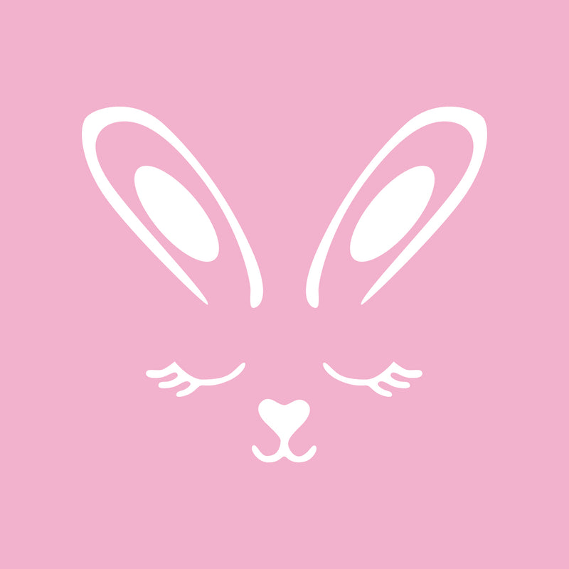 Easter Day Vinyl Wall Art Decal - Sleepy Bunny Face - 20" x 23" - Resurrection Sunday Pascha Holiday Modern Cute Home Living Room Bedroom Apartment Nursery Office Work Decor (20" x 23"; White) White 20" x 23" 4
