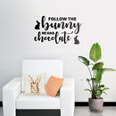Easter Day Vinyl Wall Art Decal - Follow The Bunny He Has The Chocolate - Resurrection Sunday Pascha Holiday Modern Cute Home Living Room Bedroom Apartment Decor (15" x 25"; Black)   4