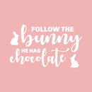 Easter Day Vinyl Wall Art Decal - Follow The Bunny He Has The Chocolate - 15" x 25" - Resurrection Sunday Pascha Holiday Modern Cute Home Living Room Bedroom Apartment Decor (15" x 25"; White) White 15" x 25"