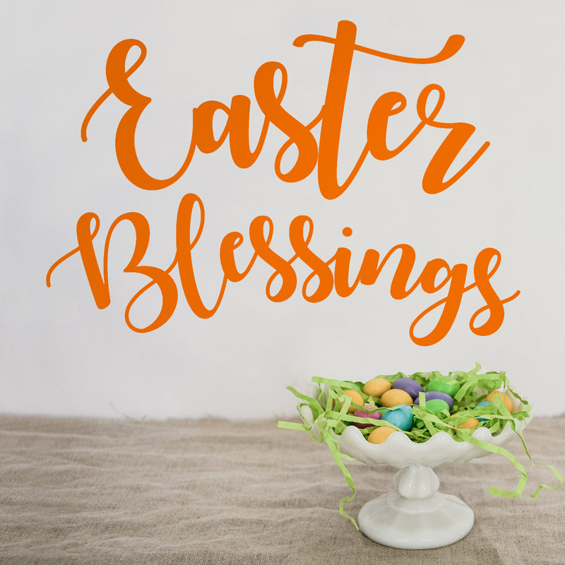 Easter Day Vinyl Wall Art Decal - Easter Blessings - 16" x 23" - Resurrection Sunday Pascha Holiday Church Home Living Room Bedroom Apartment Nursery Office Work Decor (16" x 23"; Orange) Orange 16" x 23" 2