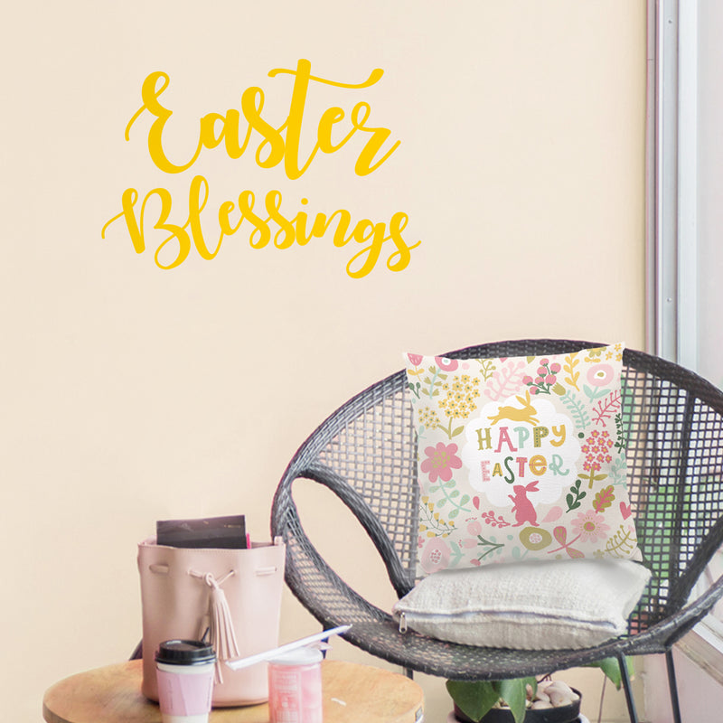 Easter Day Vinyl Wall Art Decal - Easter Blessings - 16" x 23" - Resurrection Sunday Pascha Holiday Church Home Living Room Bedroom Apartment Nursery Office Work Decor (16" x 23"; Yellow) Yellow 16" x 23" 3