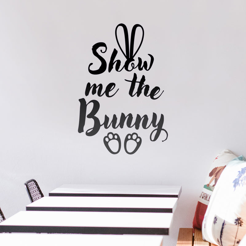 Easter Day Vinyl Wall Art Decal - Show Me The Bunny - 22.5" x 15" - Ears and Feet Resurrection Sunday Pascha Holiday Modern Cute Home Living Room Bedroom Apartment Nursery Decor (22.5" x 15"; Black) Black 22.5" x 15" 2