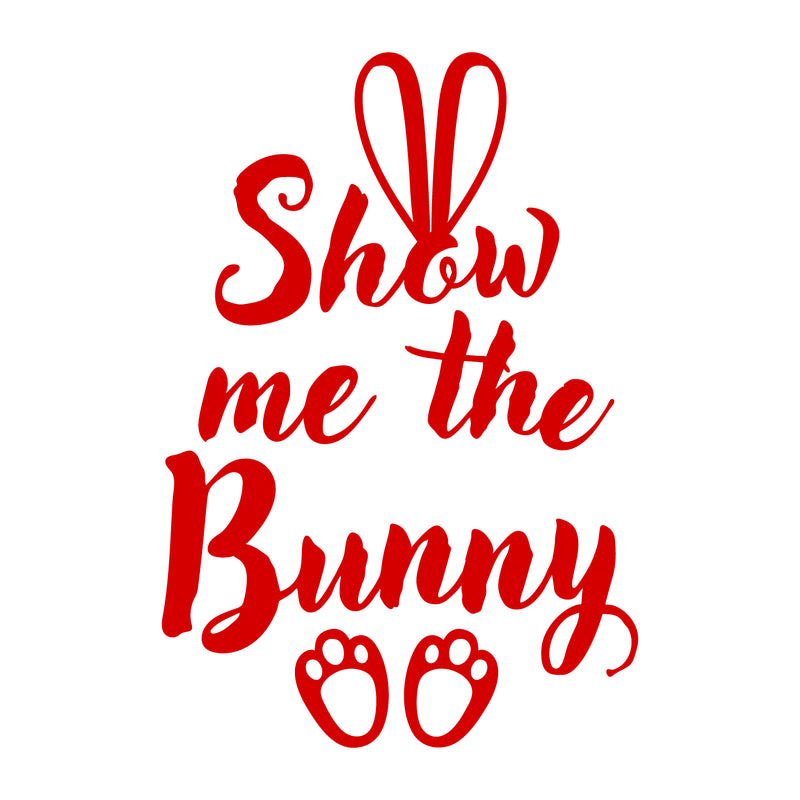 Easter Day Vinyl Wall Art Decal - Show Me The Bunny - 22.5" x 15" - Ears and Feet Resurrection Sunday Pascha Holiday Modern Cute Home Living Room Bedroom Apartment Nursery Decor (22.5" x 15"; Red) Red 22.5" x 15"