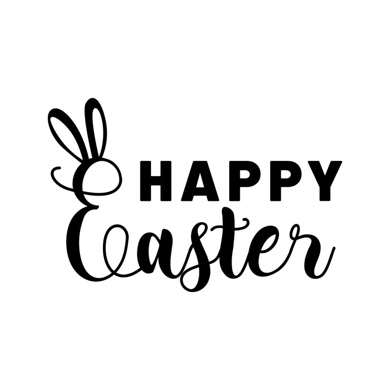 Easter Day Vinyl Wall Art Decal - Happy Easter - Resurrection Sunday Pascha Holiday Modern Church Home Living Room Bedroom Apartment Nursery Office Work Decor (15" x 23"; Black)