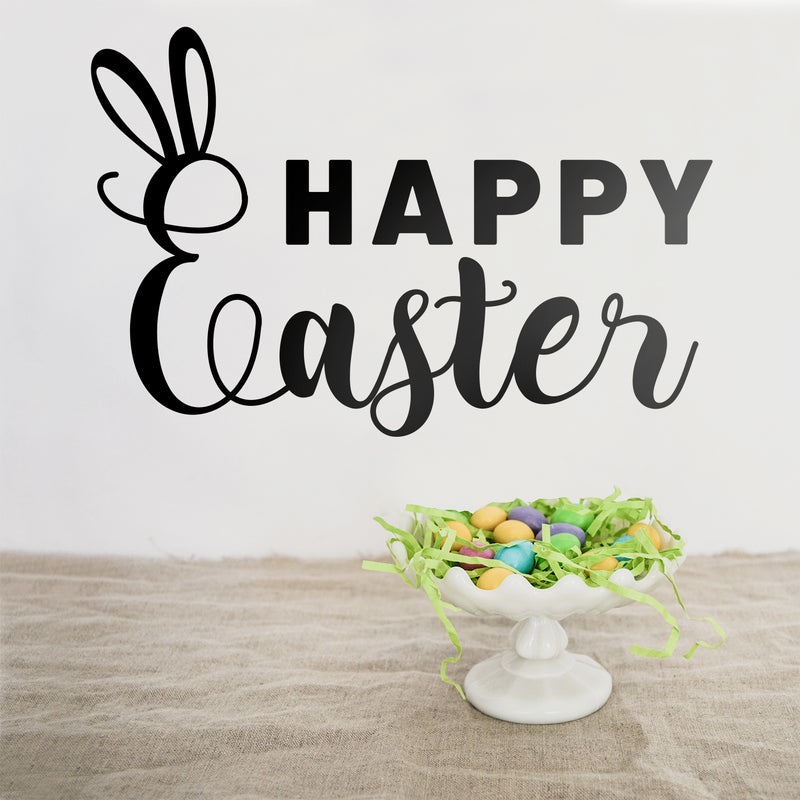 Easter Day Vinyl Wall Art Decal - Happy Easter - Resurrection Sunday Pascha Holiday Modern Church Home Living Room Bedroom Apartment Nursery Office Work Decor (15" x 23"; Black)   2