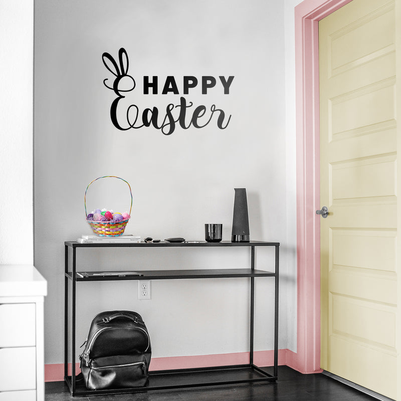 Easter Day Vinyl Wall Art Decal - Happy Easter - Resurrection Sunday Pascha Holiday Modern Church Home Living Room Bedroom Apartment Nursery Office Work Decor (15" x 23"; Black)   3