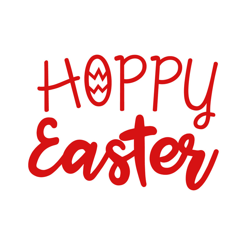 Easter Day Vinyl Wall Art Decal - Hoppy Easter - 16" x 22.5" - Resurrection Sunday Pascha Holiday Modern Church Home Living Room Bedroom Apartment Nursery Office Work Decor (16" x 22.5"; Red) Red 16" x 22.5"