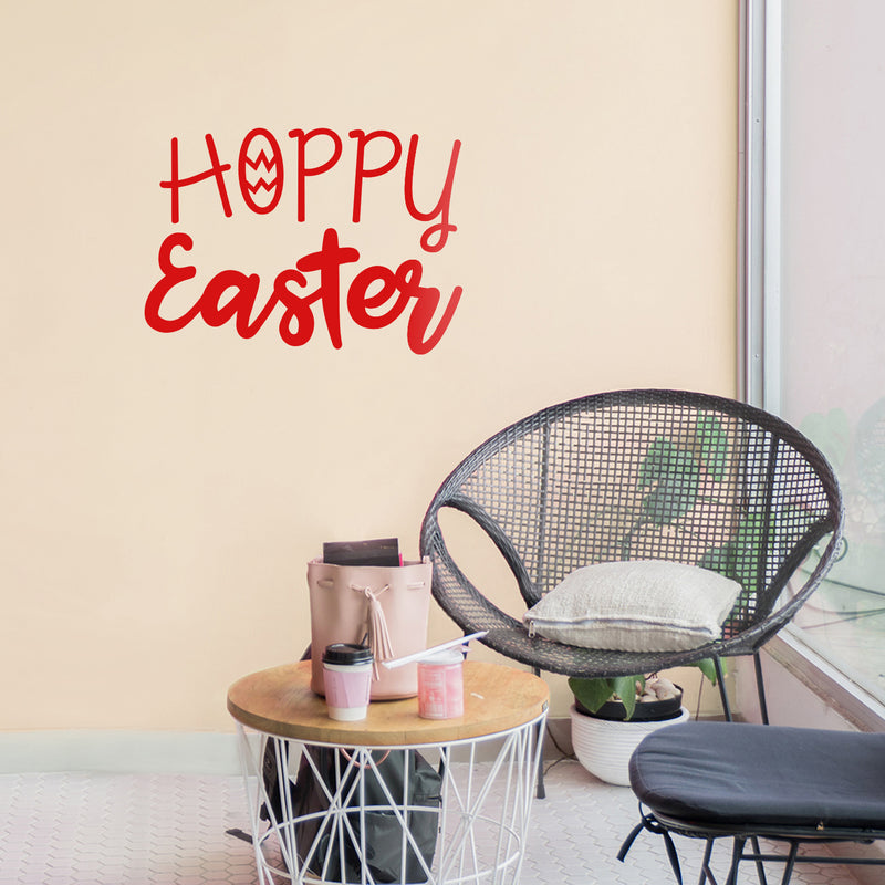 Easter Day Vinyl Wall Art Decal - Hoppy Easter - 16" x 22.5" - Resurrection Sunday Pascha Holiday Modern Church Home Living Room Bedroom Apartment Nursery Office Work Decor (16" x 22.5"; Red) Red 16" x 22.5" 3