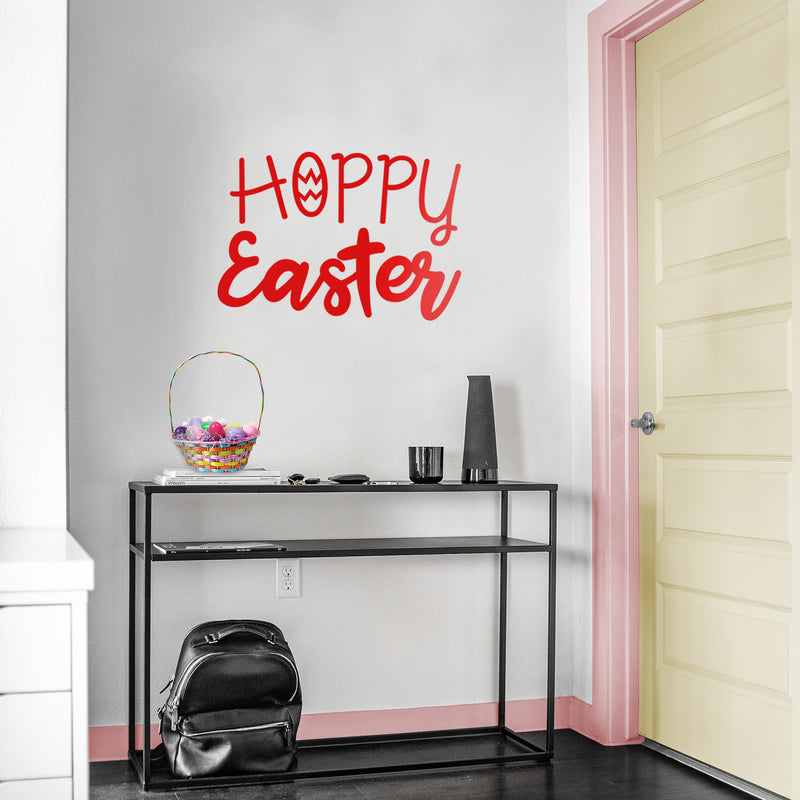 Easter Day Vinyl Wall Art Decal - Hoppy Easter - 16" x 22.5" - Resurrection Sunday Pascha Holiday Modern Church Home Living Room Bedroom Apartment Nursery Office Work Decor (16" x 22.5"; Red) Red 16" x 22.5" 4