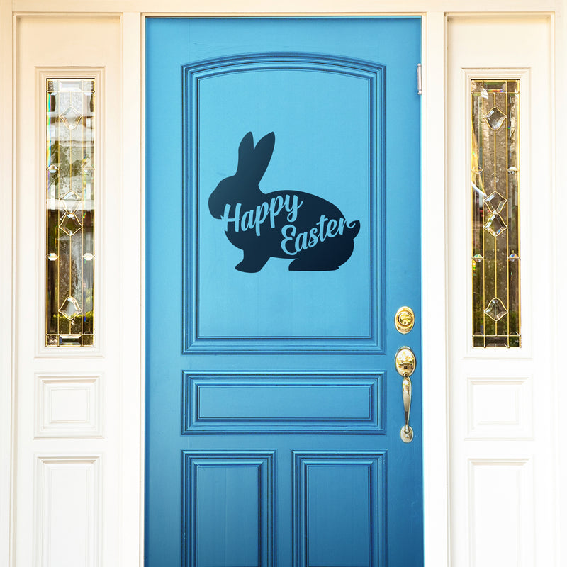 Easter Day Vinyl Wall Art Decal - Happy Easter Bunny - 16.- Cursive Resurrection Sunday Pascha Holiday Home Living Room Bedroom Apartment Nursery Office Work Decor (16.83" x 18"; Black)   3