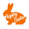 Easter Day Vinyl Wall Art Decal - Happy Easter Bunny - 16.83" x 18" - Cursive Resurrection Sunday Pascha Holiday Home Living Room Bedroom Apartment Nursery Office Work Decor (16.83" x 18"; Orange) Orange 16.83" x 18"