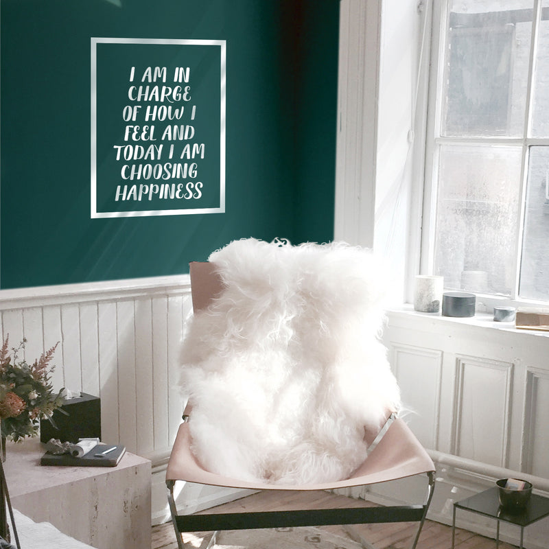 Vinyl Wall Art Decal - I Am In Charge Of How I Feel And Today I Am Choosing Happiness - 30" x 23" - Inspirational Home Bedroom Office Workplace Apartment Living Room Quote Decor (30" x 23"; White) White 30" x 23" 2