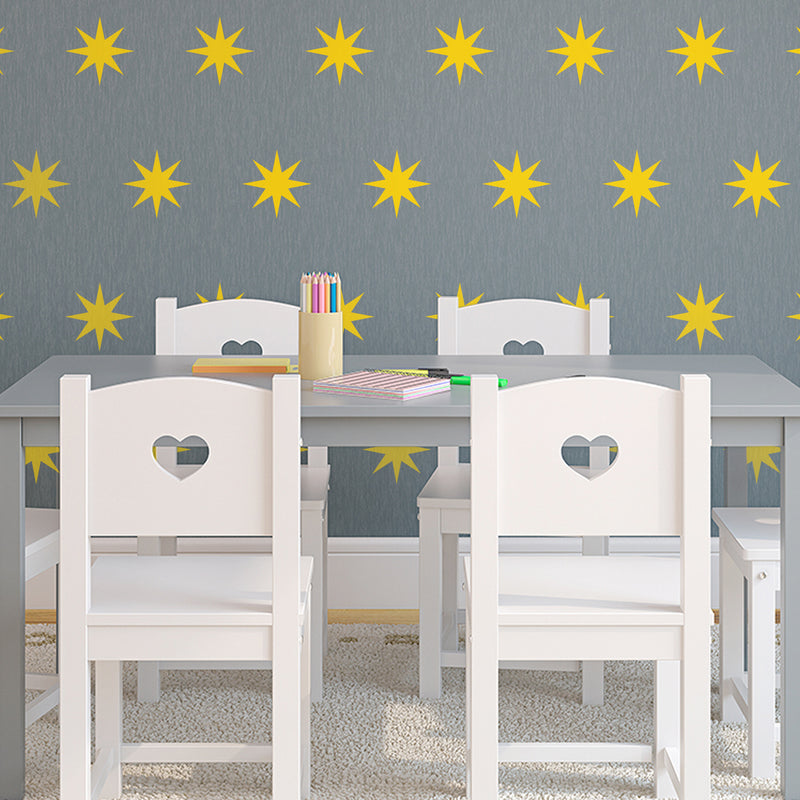 Set of 16 Vinyl Wall Art Decals - 8 Point Stars - 5" x 5" Each - Cool Fun Sticker Shapes For Kids Toddlers Teens Bedroom Playroom Nursery Living Room Home Apartment Decorations (5" x 5" each; Yellow) Yellow 5" x 5" each 3