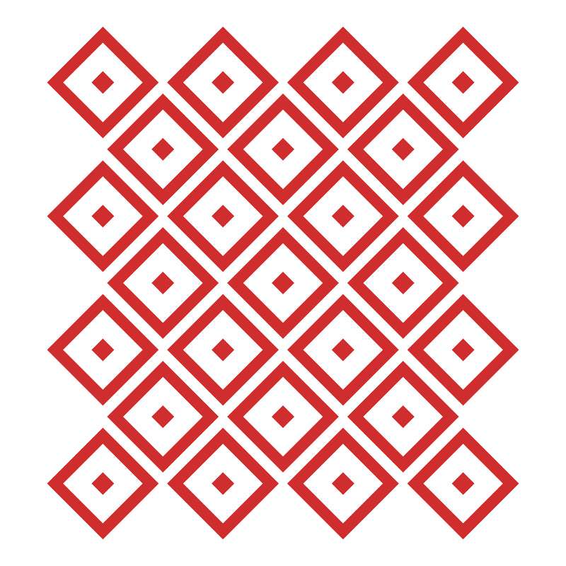 Set of 25 Vinyl Wall Art Decal - Rhombus Diamond Pattern - 5" x 5" Each - Trendy Modern Home Bedroom Living Room Dorm Room Apartment Office Workplace Playroom Nursery Decor (5" x 5" Each; Red) Red 5" x 5" each 4