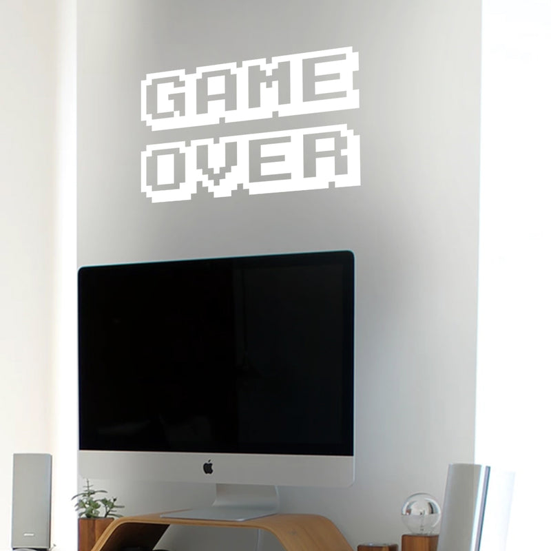 Vinyl Wall Art Decal - Game Over - 12" x 20" - Cool Old School Home Playroom Bedroom Living Room Kids Room Nursery - Fun Gamers Decals for Indoor Outdoor Apartment Dorm Room (12" x 20"; White) White 12" x 20" 2