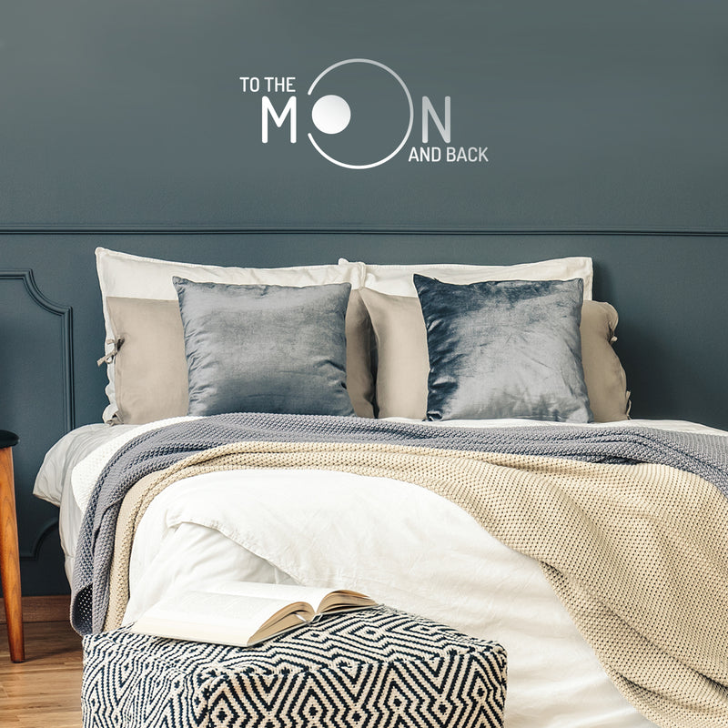 Vinyl Wall Art Decal - to The Moon and Back - 11" x 25" - Inspirational Trendy Home Bedroom Apartment Decor Decals - Positive Modern Indoor Outdoor Nursery Living Room Quotes (11" x 25"; White) White 11" x 25" 4