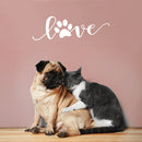 Vinyl Wall Art Decal - Paw Love - 7" x 22" - Modern Cute Trendy Animal Pet Lovers Cursive Decor Home Apartment Bedroom Living Room Work Office Business Indoor Outdoor Decor (7" x 22"; White) White 7" x 22" 2