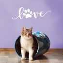 Vinyl Wall Art Decal - Paw Love - 7" x 22" - Modern Cute Trendy Animal Pet Lovers Cursive Decor Home Apartment Bedroom Living Room Work Office Business Indoor Outdoor Decor (7" x 22"; White) White 7" x 22" 3