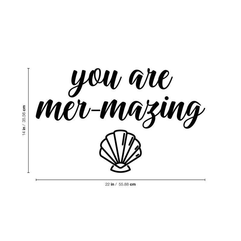 Vinyl Wall Art Decal - You are Mermazing - Motivational Modern Cute Trendy Girls Teens Seashell Nursery Playroom Bedroom Living Room Apartment Home Sticker Decals (14" x 22"; Black)   3