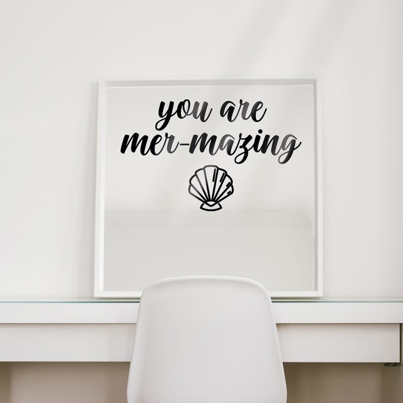 Vinyl Wall Art Decal - You are Mermazing - Motivational Modern Cute Trendy Girls Teens Seashell Nursery Playroom Bedroom Living Room Apartment Home Sticker Decals (14" x 22"; Black)   4