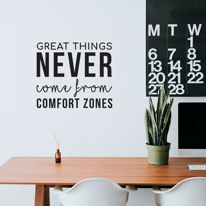Vinyl Wall Art Decal - Great Things Never Came From Comfort Zones - 22.5" x 26" - Positive Home Living Room Bedroom Office Decor - Modern Peel And Stick Motivational Life Quotes Black 22.5" x 26" 2