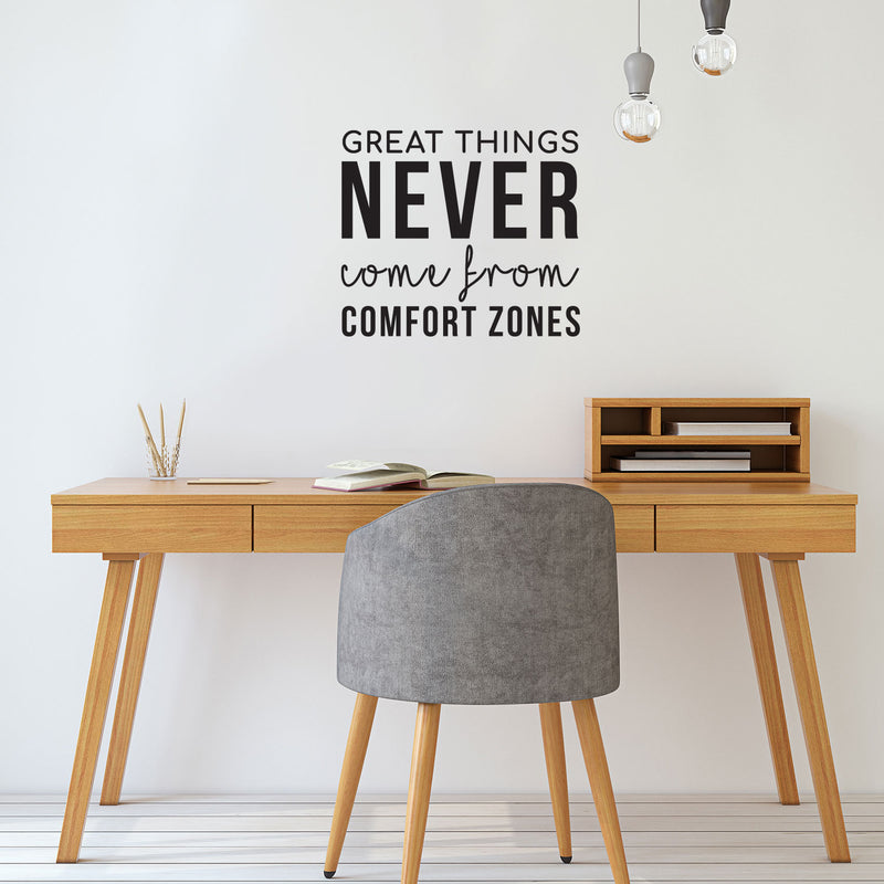 Vinyl Wall Art Decal - Great Things Never Came From Comfort Zones - 22.5" x 26" - Positive Home Living Room Bedroom Office Decor - Modern Peel And Stick Motivational Life Quotes Black 22.5" x 26" 3
