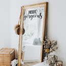 Vinyl Wall Art Decal - Hello Gorgeous - 11" x 23" - Beautiful Chic Cursive Home Apartment Bedroom Living Room Decor - Modern Cute Femme Office Workplace Mirror Window Door Quote Black 11" x 23" 3