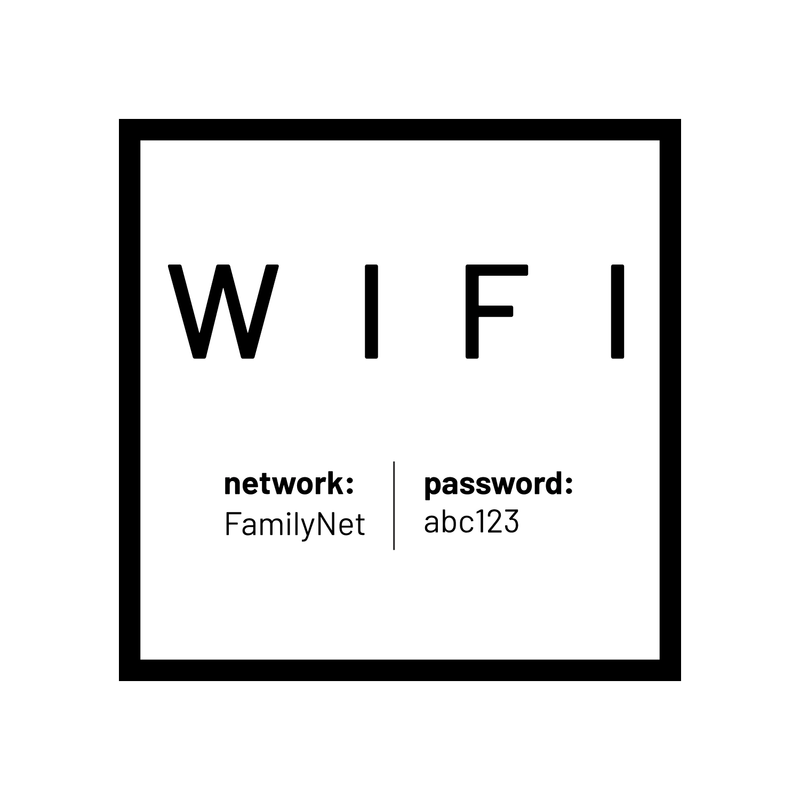 Vinyl Wall Decal - Custom Wifi Network - 6" x 7" - Window Storefront Cut Text Lettering - Easy Professional Self Adhesive Indoor Outdoor Work Office Coffee Shop Restaurant Internet Password Black 6" x 7"