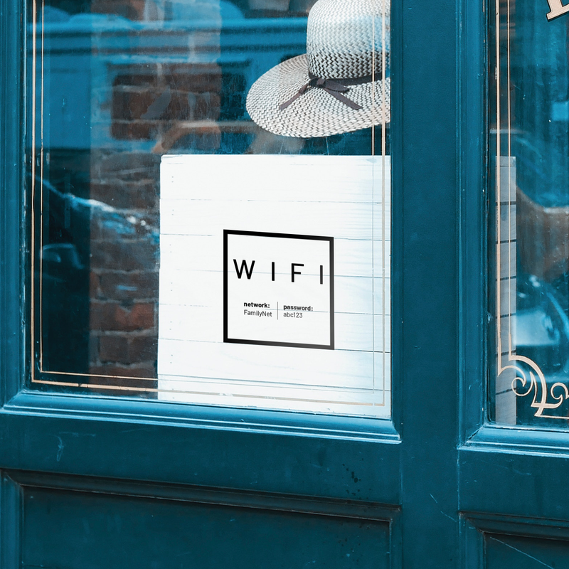 Vinyl Wall Decal - Custom Wifi Network - 6" x 7" - Window Storefront Cut Text Lettering - Easy Professional Self Adhesive Indoor Outdoor Work Office Coffee Shop Restaurant Internet Password Black 6" x 7" 4