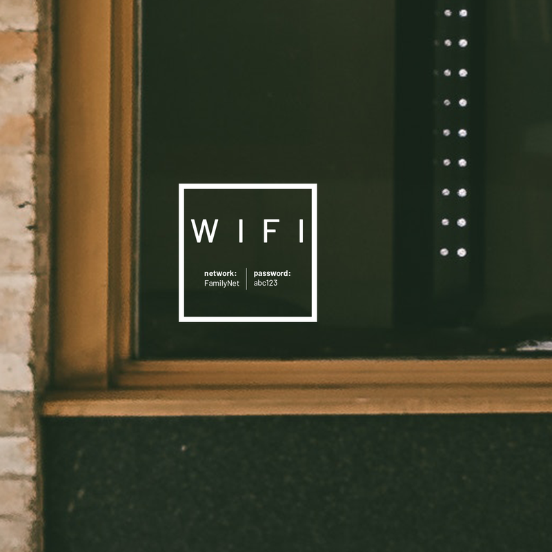 Vinyl Wall Decal - Custom Wifi Network - 6" x 7" - Window Storefront Cut Text Lettering - Easy Professional Self Adhesive Indoor Outdoor Work Office Coffee Shop Restaurant Internet Password White 6" x 7" 4