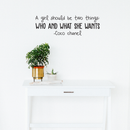 Vinyl Wall Art Decal - A Girl Should Be Who And What She Wants - 10.5" x 34" - Chic Trendy Coco Chanel Quote For Home Apartment Bedroom Dorm Room Living Room Store Indoor Decoration Black 10.5" x 34" 3