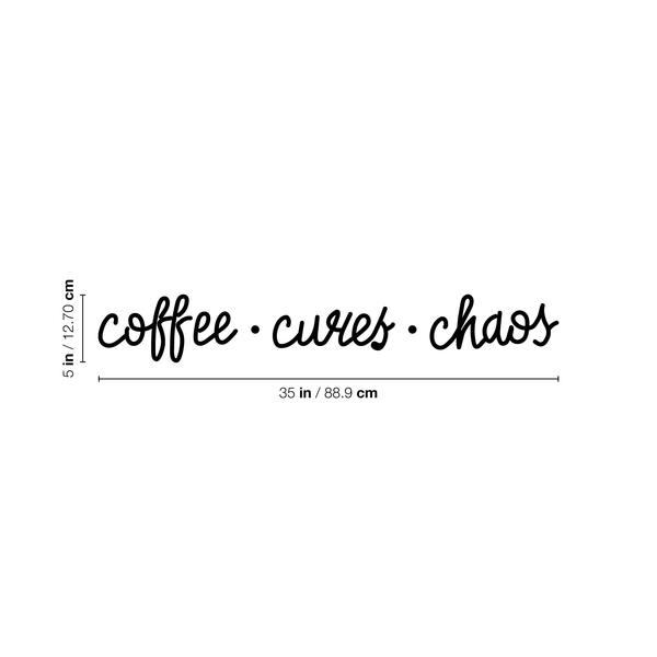 Vinyl Wall Art Decal - Coffee Curves Chaos - Trendy Humorous Quote For Coffee Lovers Home Apartment Kitchen Living Room Office Workplace Cafe School Sticker Decoration