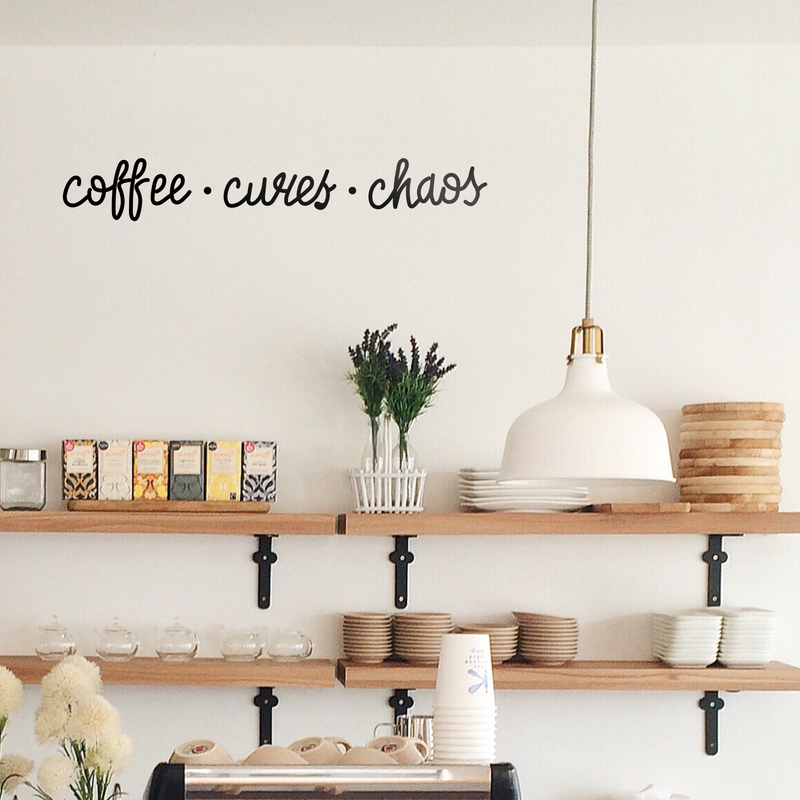 Vinyl Wall Art Decal - Coffee Curves Chaos - Trendy Humorous Quote For Coffee Lovers Home Apartment Kitchen Living Room Office Workplace Cafe School Sticker Decoration   3