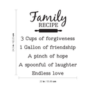 Vinyl Wall Art Decal - Family Recipe - 24.5" x 22" - Sweet Charming Design For Home Dining Room Living Room Kitchen Bakery Workplace Restaurant Bar Shop Chef Cook Decoration Sticker Black 24.55" x 22"
