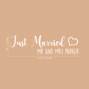 Vinyl Wall Art Decal - Just Married Names - 7" x 25" - Modern Wedding Celebration Quote For Husband Wife Home Apartment Bedroom Living Room Car Windshield Window Sticker Decoration Black 7" x 25" 3