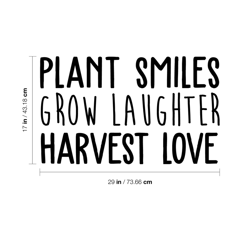 Vinyl Wall Art Decal - Plant Smiles Grow Laughter Harvest Love - Trendy Inspirational Nature Environmentalism Quote For Home Living Room Patio Office School Decoration Sticker   5