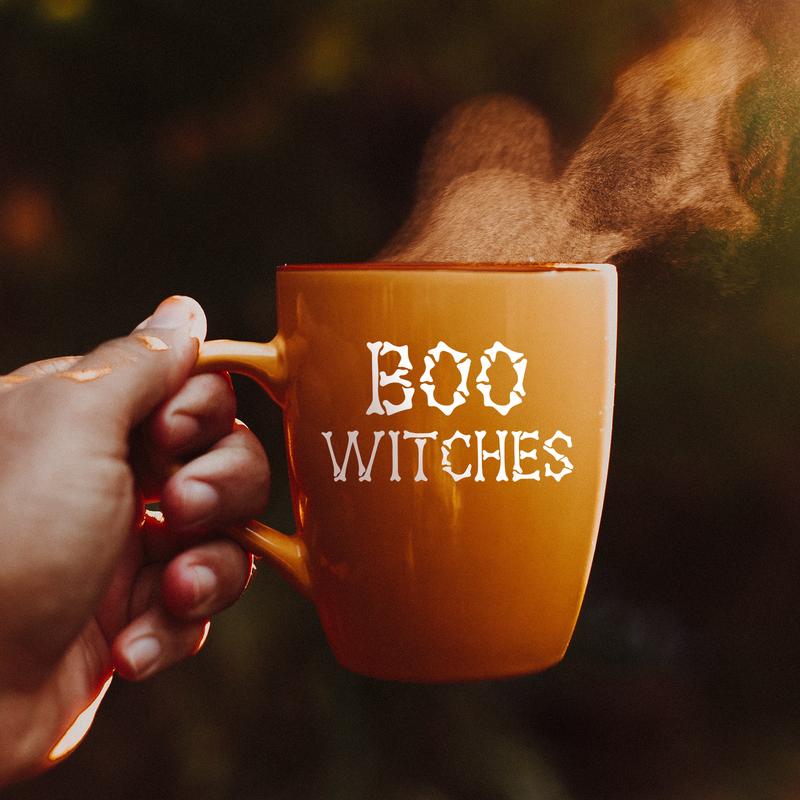 Vinyl Wall Art Decal - Boo Witches - 2" x 3.5" - Trendy Halloween Season Quote For Home Work Laptop Coffee Mug Thermo Cup Window Notebook Luggage Car Bumper Decoration Sticker White 2" x 3.5" 3