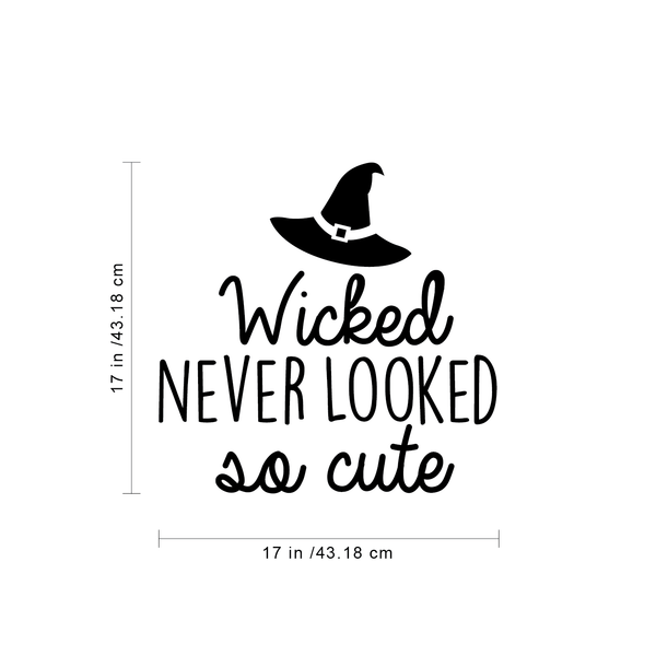 Vinyl Wall Art Decal - Wicked never looked so cute - Modern Spooky Halloween Quote For Home Front Door Store Coffee Shop Seasonal Decoration Sticker
