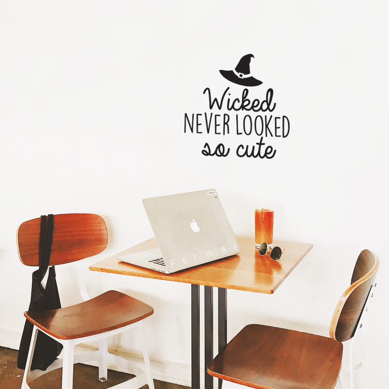 Vinyl Wall Art Decal - Wicked never looked so cute - Modern Spooky Halloween Quote For Home Front Door Store Coffee Shop Seasonal Decoration Sticker   3