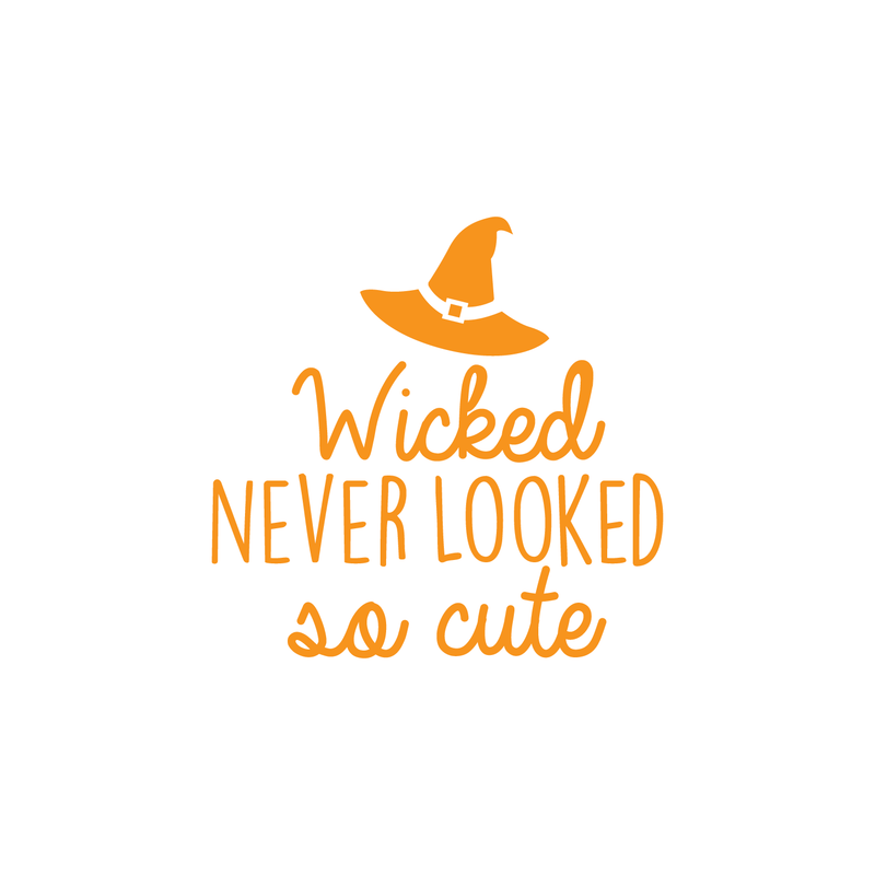 Vinyl Wall Art Decal - Wicked never looked so cute - 17" x 17" - Modern Spooky Halloween Quote For Home Bedroom Kids Room Store Coffee Shop Seasonal Decoration Sticker Orange 17" x 17" 4