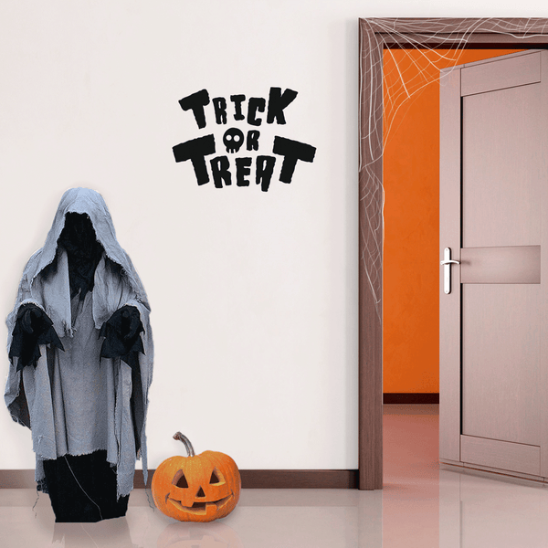 Vinyl Wall Art Decal - Trick Or Treat - Trendy Spooky Halloween Quote For Home Entryway Front Door Store Coffee Shop Seasonal Decoration Sticker   2