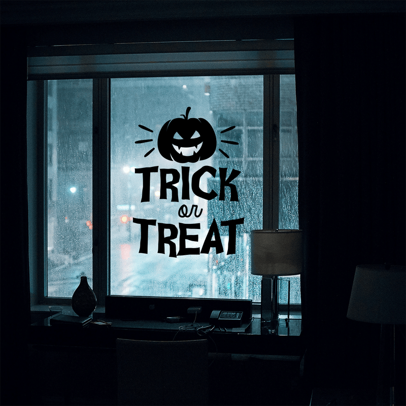 Vinyl Wall Art Decal - Trick Or Treat Pumpkin - 23" x 17" - Trendy Spooky Halloween Quote For Home Entryway Front Door Store Coffee Shop Restaurant Seasonal Decoration Sticker Black 23" x 17" 2