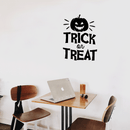 Vinyl Wall Art Decal - Trick Or Treat Pumpkin - 23" x 17" - Trendy Spooky Halloween Quote For Home Entryway Front Door Store Coffee Shop Restaurant Seasonal Decoration Sticker Black 23" x 17" 3