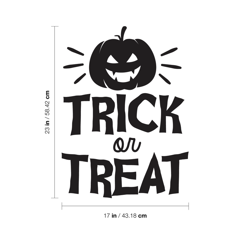 Vinyl Wall Art Decal - Trick Or Treat Pumpkin - 23" x 17" - Trendy Spooky Halloween Quote For Home Entryway Front Door Store Coffee Shop Restaurant Seasonal Decoration Sticker Black 23" x 17" 4