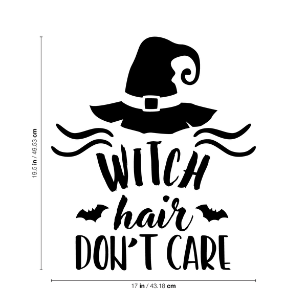 Vinyl Wall Art Decal - Witch Hair Don't Care - 19. Trendy Halloween Season Broom Hat Shape For Home Bedroom Living Room School Classroom Office Decoration Sticker